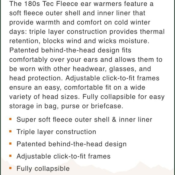 18OS Tec fleece Ear Warmers New in Box! NWT! - Picture 3 of 4
